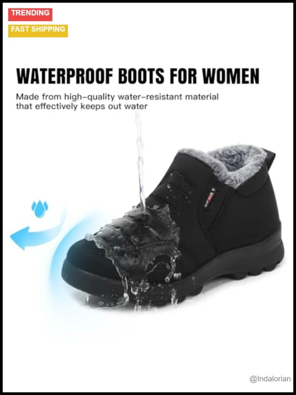Faux Fur Lined Non Slip Ankle Snow Boots Women Warm Winter Outdoor Commute